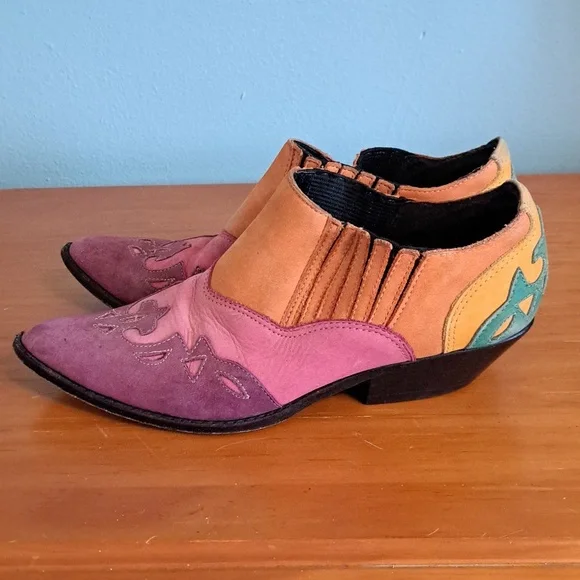 Circle S Brand Western Suede Shoes Colorful Size 7.5M - Picture 3 of 7